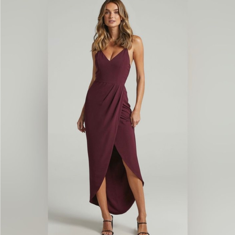 Showpo tulip hem dress in wine color